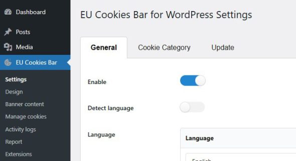 WordPress EU Cookies Bar Setting