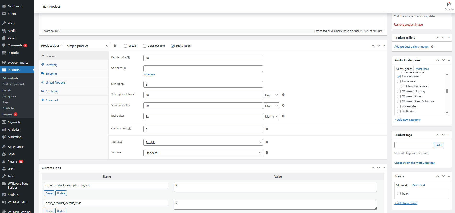 SUBRE - WooCommerce Product Subscription - Recurring Payments