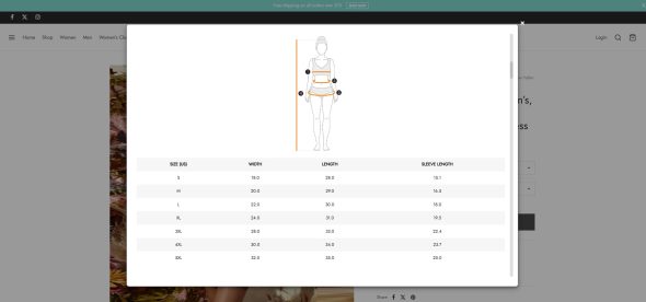 WooCommerce Product Size Chart - Image 3